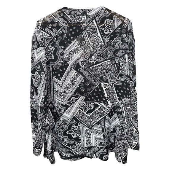 Christopher & Banks Blouse Top Black White Semi Sheer XL Mature Occasion Holiday - Picture 4 of 12